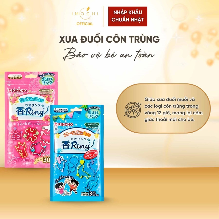 Vòng Đeo Tay Đuổi Muỗi Côn Trùng Cho Bé Kincho Nhật Bản Hương Hoa/Trái Cây Co Giãn Tốt 30 Chiếc