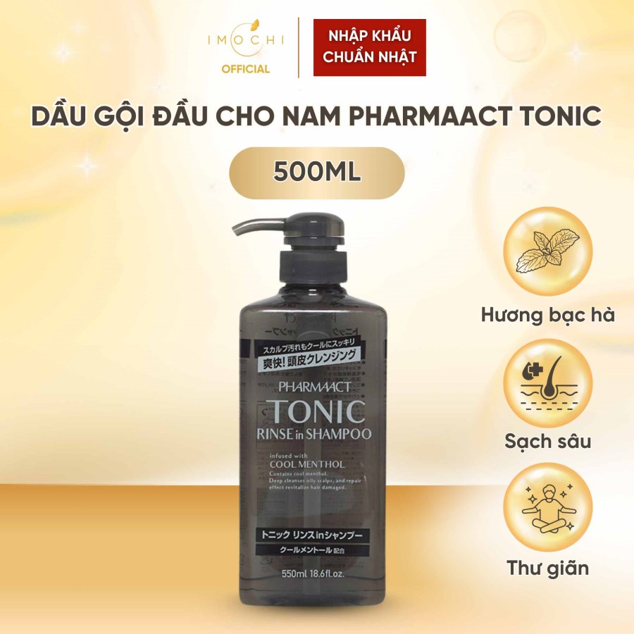 Dầu Gội Đầu Cho Nam Pharmaact Tonic Kumano Yushi Nhật Bản Hương Bạc Hà Mát Lạnh Làm Sạch Sâu 550ml 