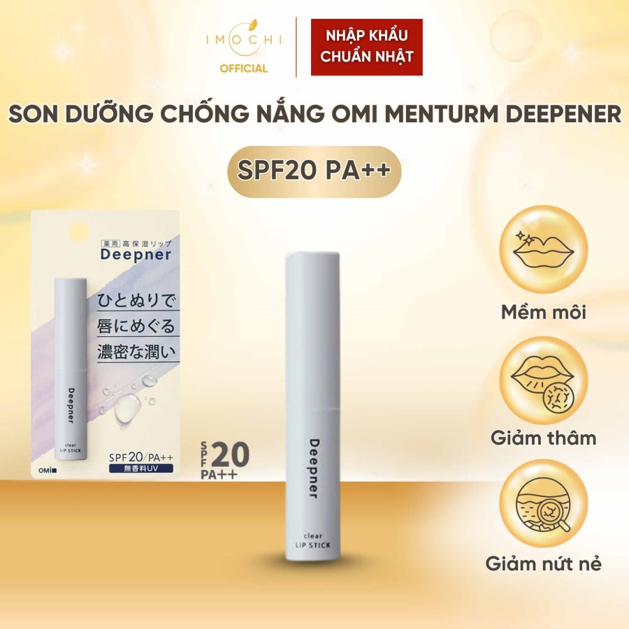 Son Dưỡng Môi Chống Nắng Omi Menturm Deepner SPF20 PA++ Nhật Bản Làm Mềm Giảm Thâm Nẻ 2.3g 
