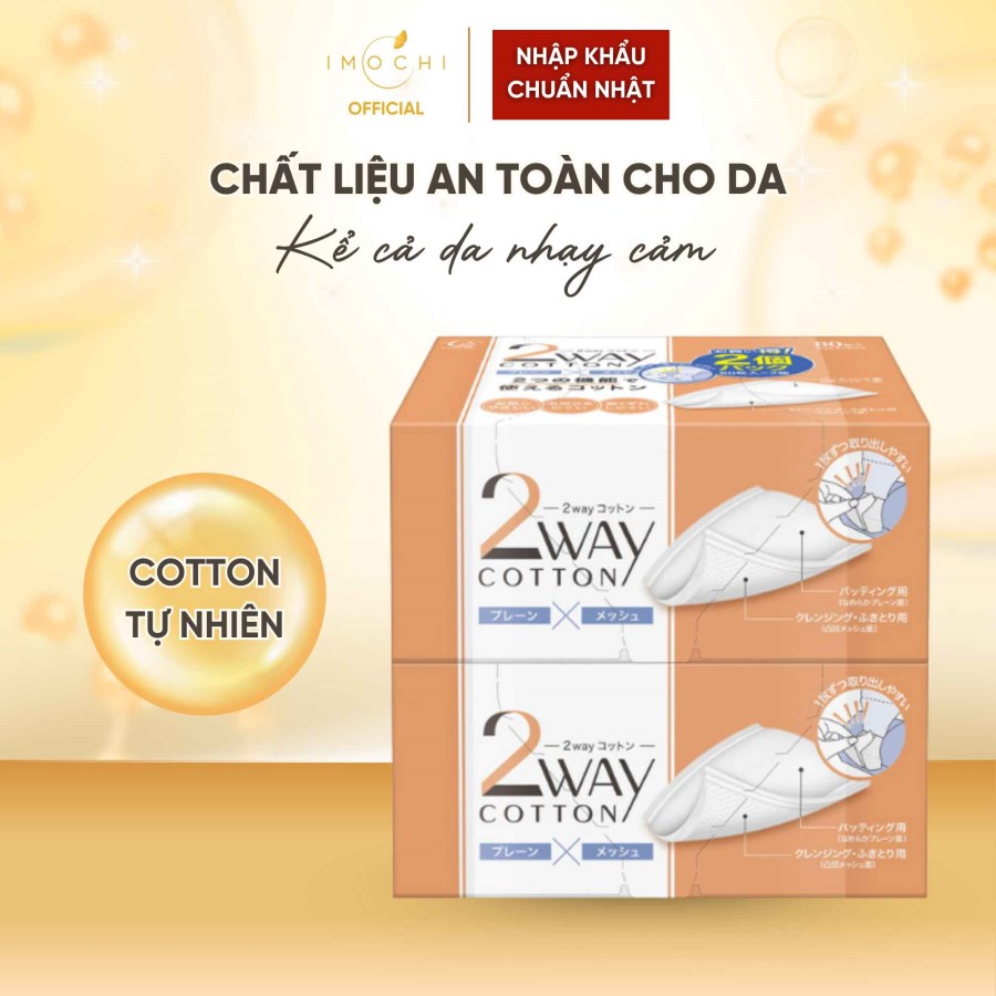 Set 2 Hộp Bông Tẩy Trang 2Way Cotton Labo Nhật Bản Hai Mặt Siêu Mịn (80 Miếng x 2)