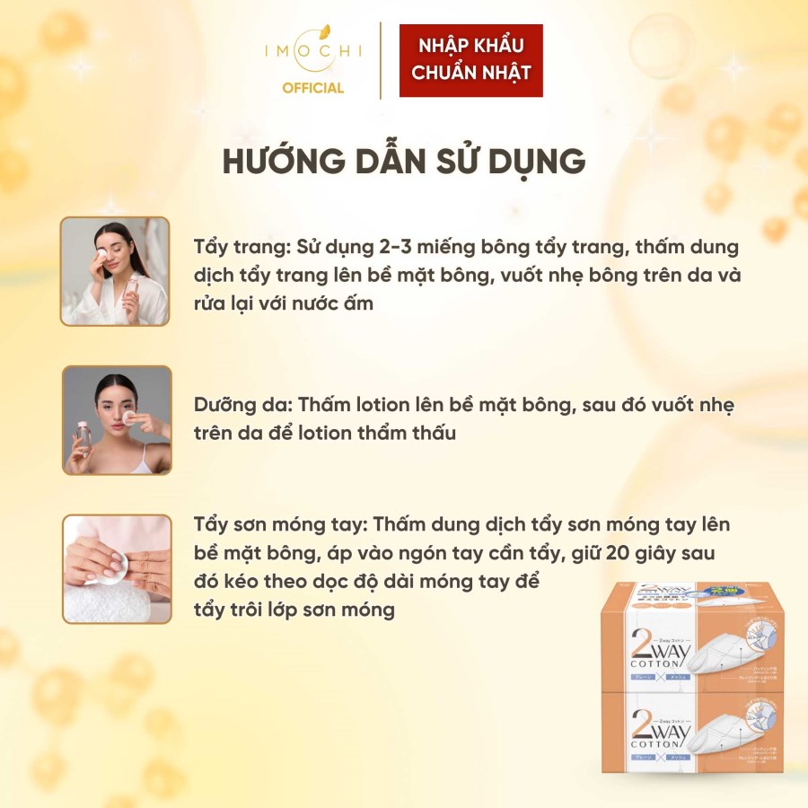 Set 2 Hộp Bông Tẩy Trang 2Way Cotton Labo Nhật Bản Hai Mặt Siêu Mịn (80 Miếng x 2)