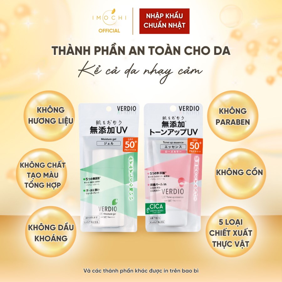 Kem Chống Nắng Nâng Tone Sáng Hồng Omi Verdio SPF50+ PA++++ Nhật Bản Bảo Vệ Da Nhạy Cảm 50-80g 