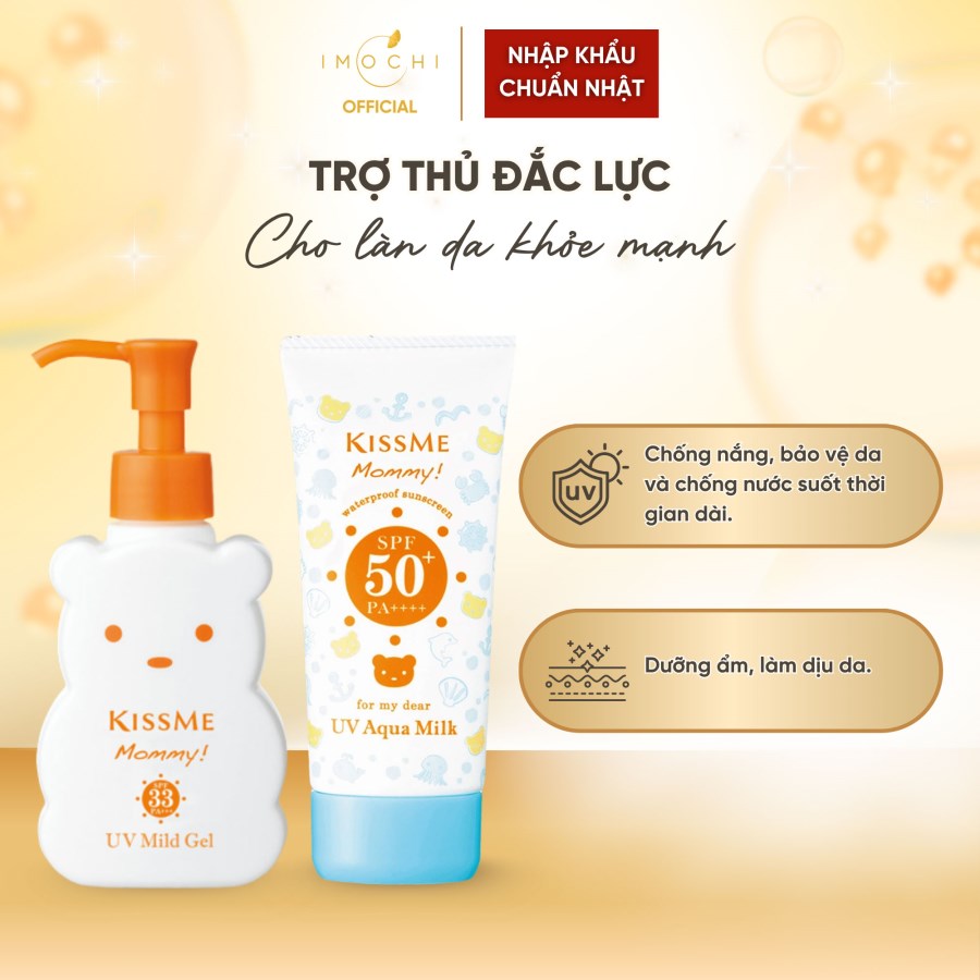 Kem Chống Nắng Cho Bà Bầu & Trẻ Em KissMe Mommy UV Aqua Milk SPF50+ PA++++ Nhật Bản Dưỡng Ẩm Bảo Vệ Da 50g