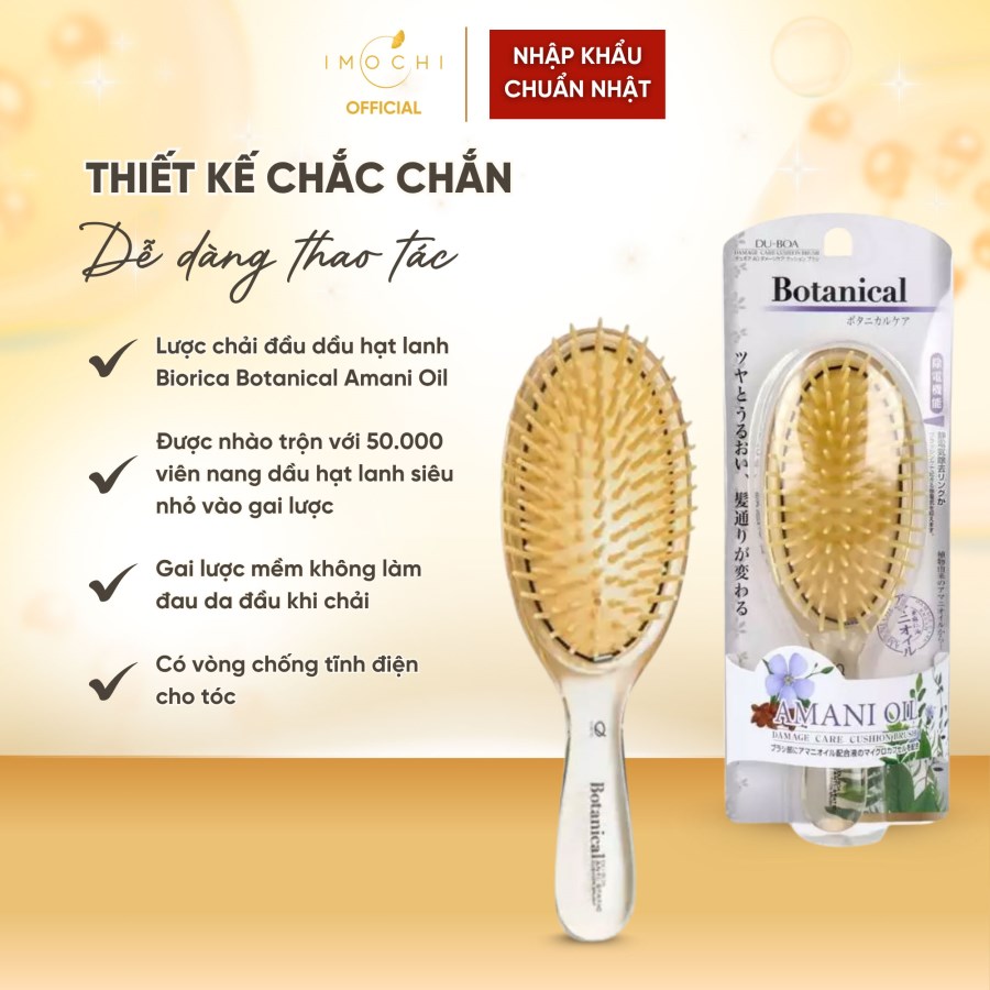 Lược Chải Đầu Dầu Hạt Lanh Biorica Botanical Amani Oil Nhật Bản Chăm Sóc Da Đầu  