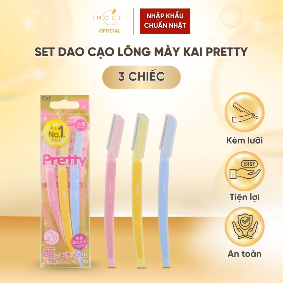 Set 3 Chiếc Dao Cạo Lông Mày, Lông Mặt KAI Pretty Nhật Bản Kèm Lưỡi