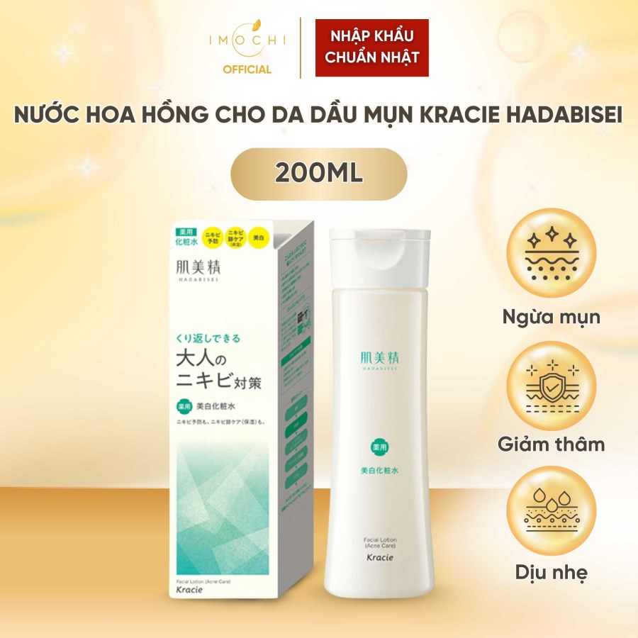 Nước Hoa Hồng Cho Da Dầu Mụn Nhạy Cảm Kracie Hadabisei Acne Care Nhật Bản Làm Sạch Dịu Nhẹ 200ml