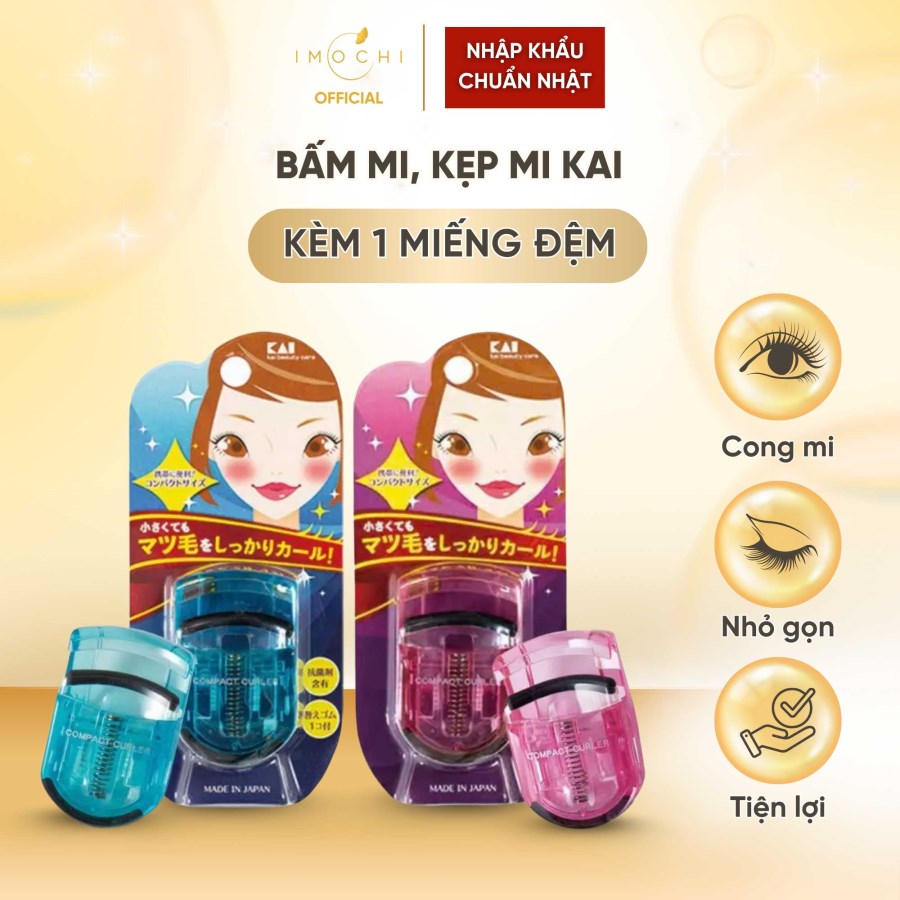 Bấm Mi, Kẹp Mi KAI Nhật Bản Giúp Mi Cong Tự Nhiên Kèm 1 Miếng Đệm Thay Thế