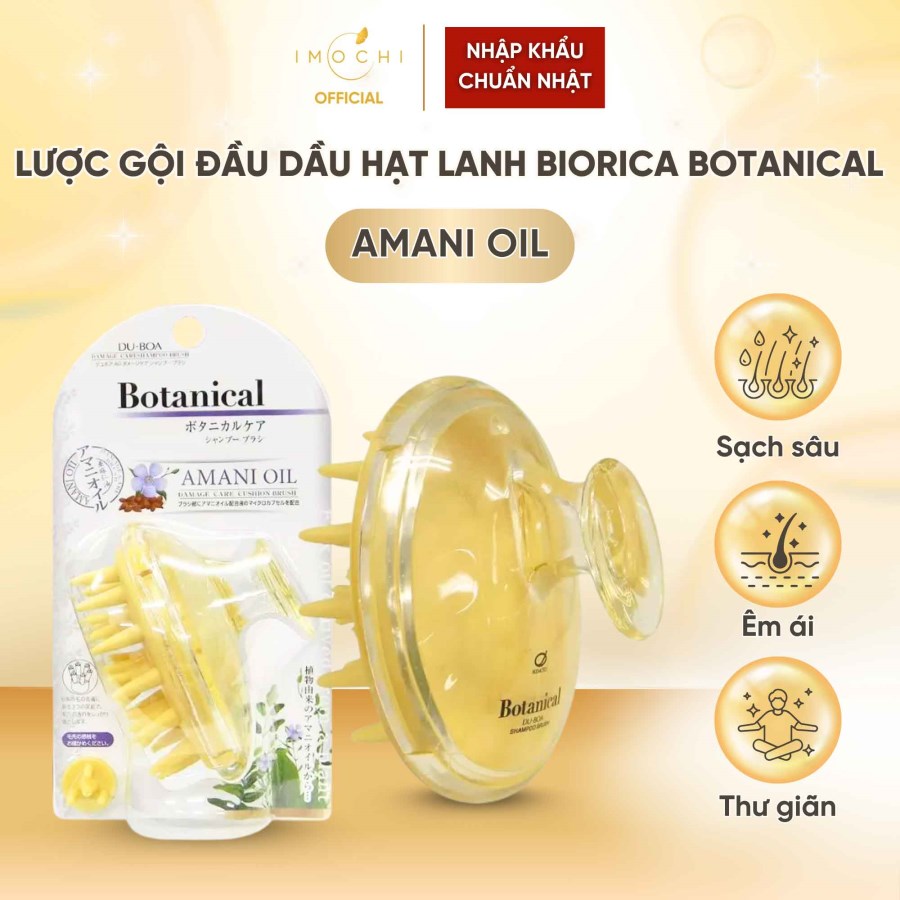 Lược Gội Đầu Dầu Hạt Lanh Biorica Botanical Amani Oil Nhật Bản Làm Sạch Chăm Sóc Da Đầu Khoẻ Mạnh