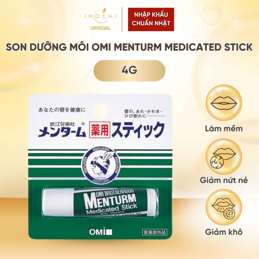 Son Dưỡng Môi Omi Menturm Medicated Stick Nhật Bản Làm Mềm Giảm Nứt Nẻ Khô Môi 4g
