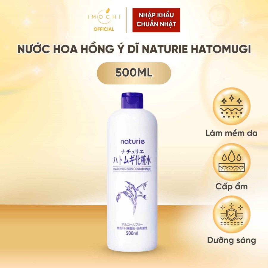 Nước Hoa Hồng Ý Dĩ Naturie Hatomugi Skin Conditioner Lotion Nhật Bản Cấp Ẩm Giúp Da Sáng Hồng 500ml