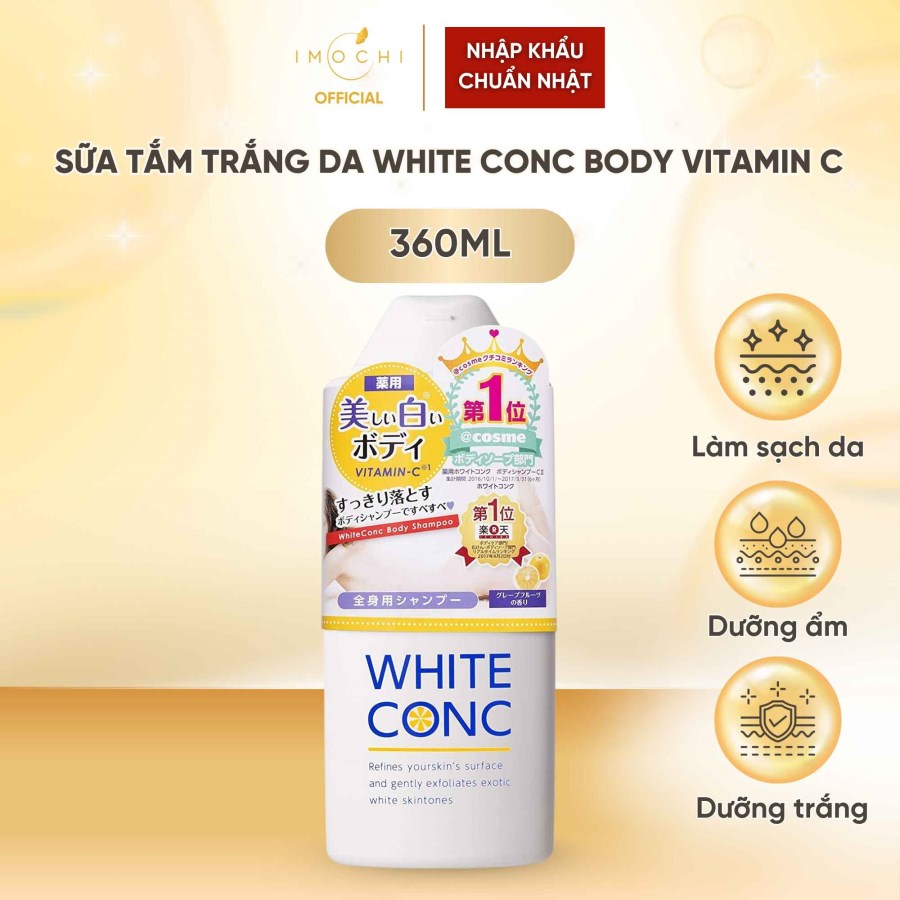 Sữa Tắm Trắng Da White ConC Body Vitamin C Nhật Bản Dưỡng Ẩm Làm Sạch Da 360ml