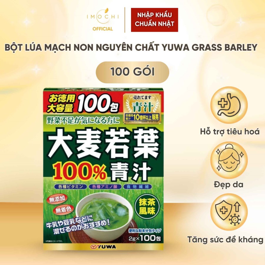 Bột Lúa Mạch Non Nguyên Chất Yuwa Grass Barley Nhật Bản Tăng Sức Đề Kháng Hỗ Trợ Tiêu Hoá 100 Gói