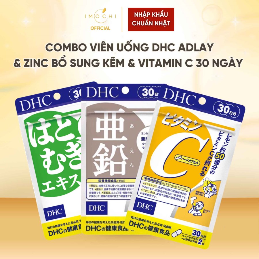 Combo Viên Uống DHC Adlay & Zinc Bổ Sung Kẽm & Vitamin C 30 Ngày Nhật Bản
