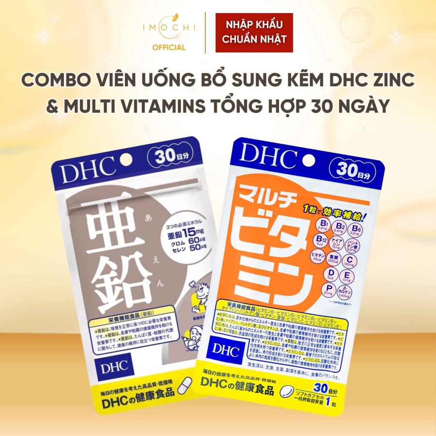 Combo Viên Uống Bổ Sung Kẽm DHC Zinc & Multi Vitamin Tổng Hợp 30 Ngày Nhật Bản