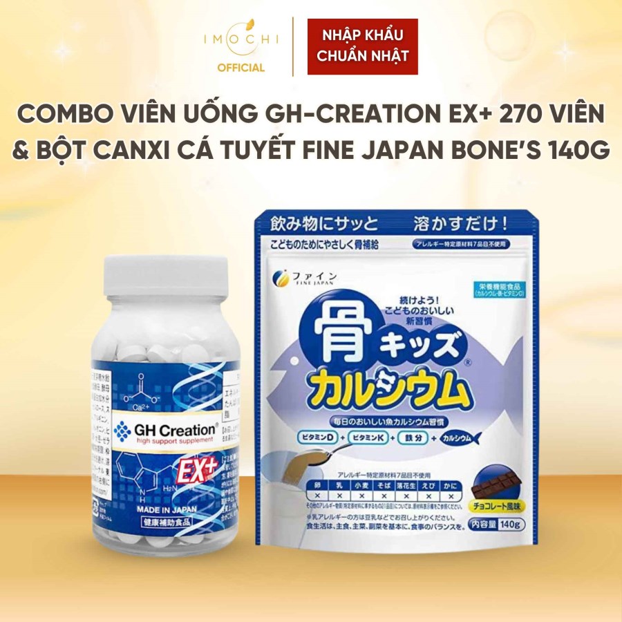 Combo Viên Uống GH-Creation EX+ 270 Viên & Bột Canxi Cá Tuyết Fine Japan Bone’s 140g Nhật Bản