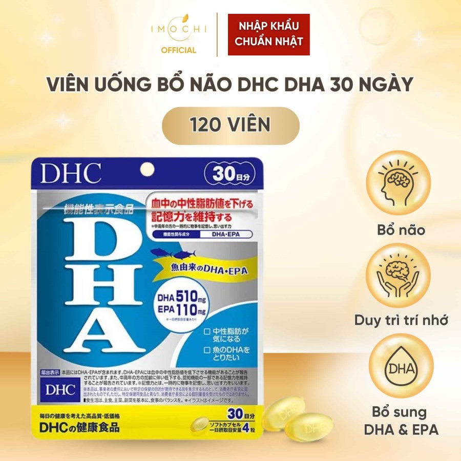 Viên Uống Bổ Não DHC DHA Nhật Bản Bổ Sung DHA + EPA Hỗ Trợ Duy Trì Trí Nhớ 30 Ngày - 120 Viên