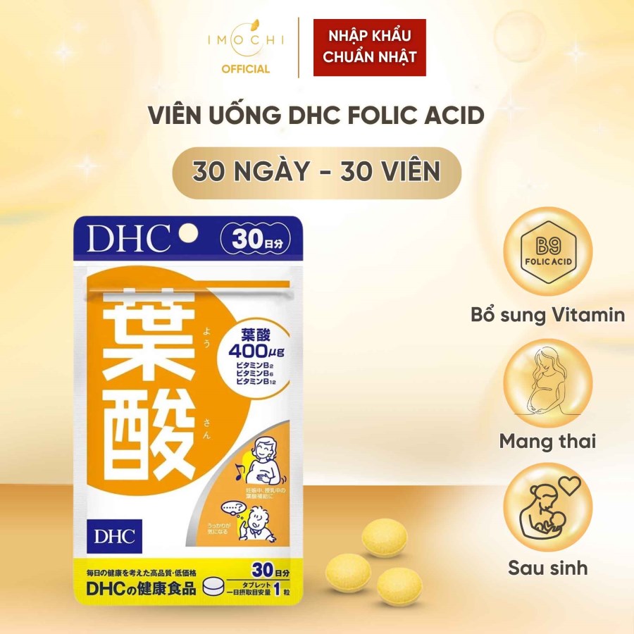 Viên Uống Bổ Sung Vitamin Cho Mẹ Bầu Trước Và Sau Sinh DHC Folic Acid Nhật Bản 30 Ngày - 30 Viên 