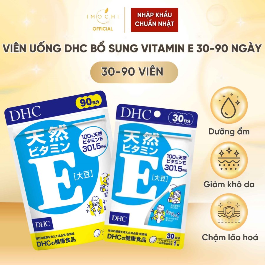 Viên Uống DHC Bổ Sung Vitamin E Nhật Bản Dưỡng Ẩm Cải Thiện Da Khô Lão Hoá 30-90 Ngày
