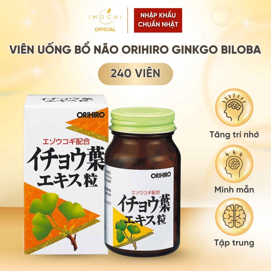 Viên Uống Bổ Não Orihiro Ginkgo Biloba Nhật Bản Duy Trì Sức Khoẻ Não Bộ 240 Viên 