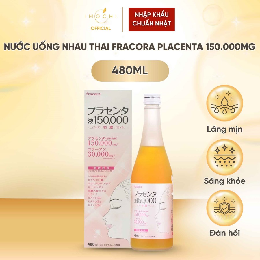 Nước Uống Nhau Thai Fracora Placenta 150.000mg Nhật Bản Dưỡng Trắng Da Mờ Nám 480ml 
