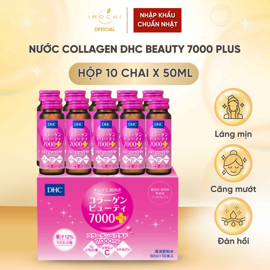 Nước Collagen DHC Beauty 7000 Plus Nhật Bản Giúp Da Căng Mướt Láng Mịn Hộp 10 Chai x 50ml